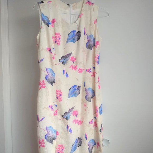 Vintage 80s white floral 2 piece dress jacket suit NWOT - Picture 6 of 15